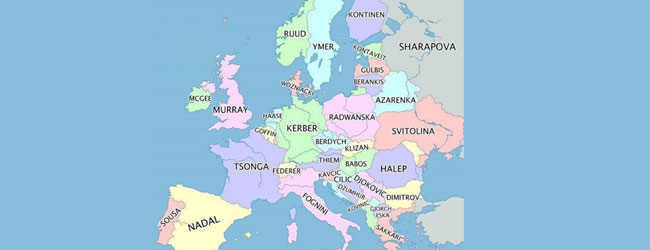 Mapa de Europa de acuerdo a los aficionados al tenis